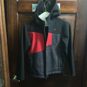 Boys coat size 8, 96% polyester 4% spandex. Nice coat for church or school.